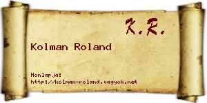 Kolman Roland névjegykártya
